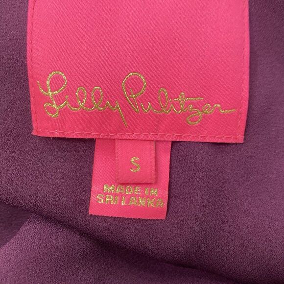 Lilly Pulitzer Embroidered Mini Dress Womens S Plum Babydoll Coquette Flowers - Picture 5 of 6